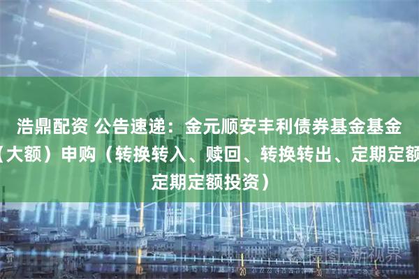 浩鼎配资 公告速递：金元顺安丰利债券基金基金暂停（大额）申购（转换转入、赎回、转换转出、定期定额投资）